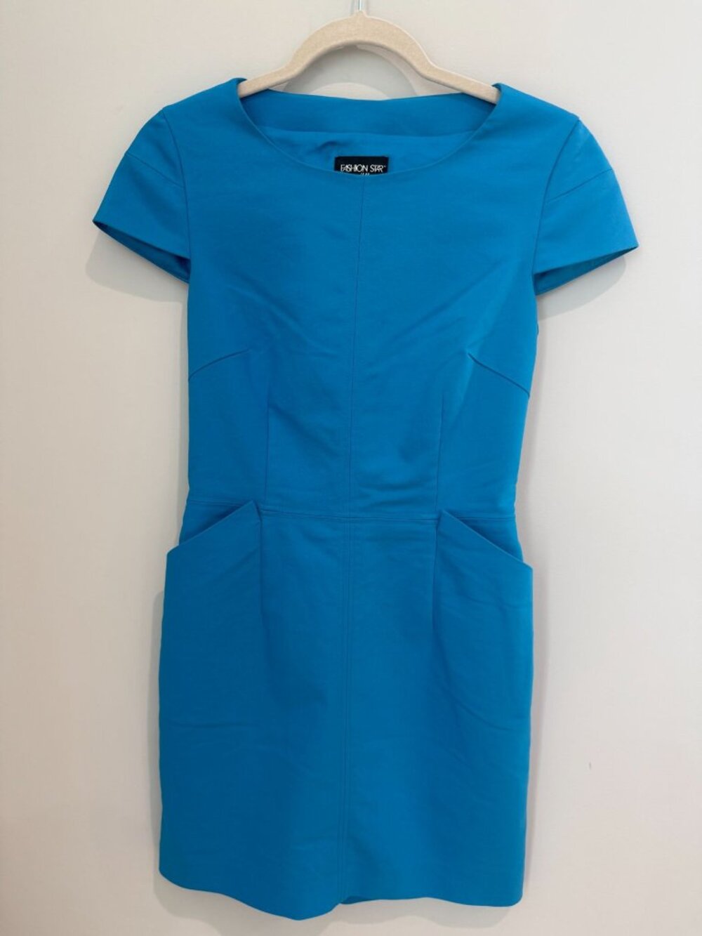 H&M Fashion Star Amy Teal Turquoise Cap Sleeve Sheath Dress Size 4